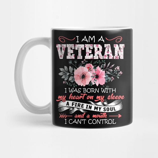 Veteran I Was Born With My Heart on My Sleeve Floral Veteran Flowers Graphic by Kens Shop